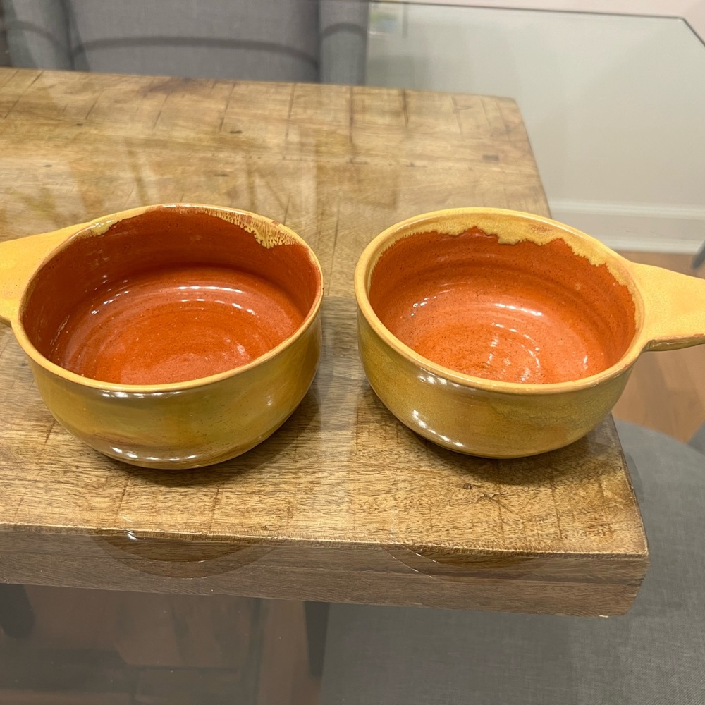 - 2 brown country hills pottery bowls dish